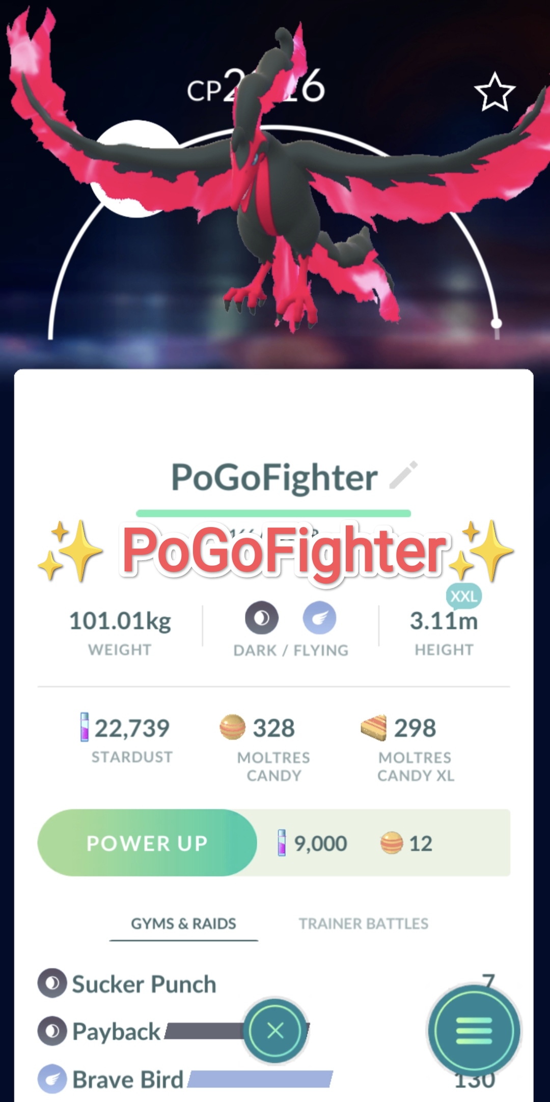 Pokémon GO Galarian Moltres – Trade 1.000.000 stardust (Read