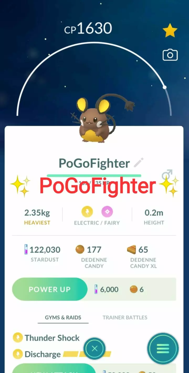 Pokémon GO Shiny Dedenne – Trade 20.000 stardust (Read Describe)