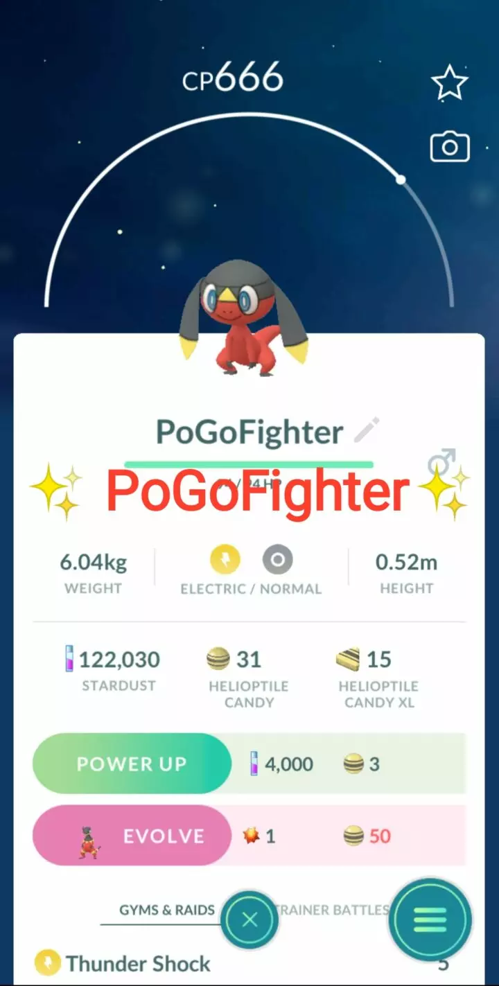 Pokémon GO Shiny Helioptile – Trade 1.000.000 stardust (Read Describe)