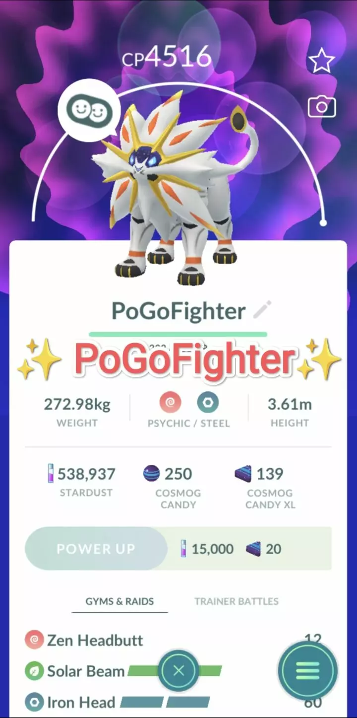 Pokémon GO Solgaleo Max CP Level 40 / Level 50 – Unlock 2nd Charge ATK – PVP Master League – TRADE (Read Describe)
