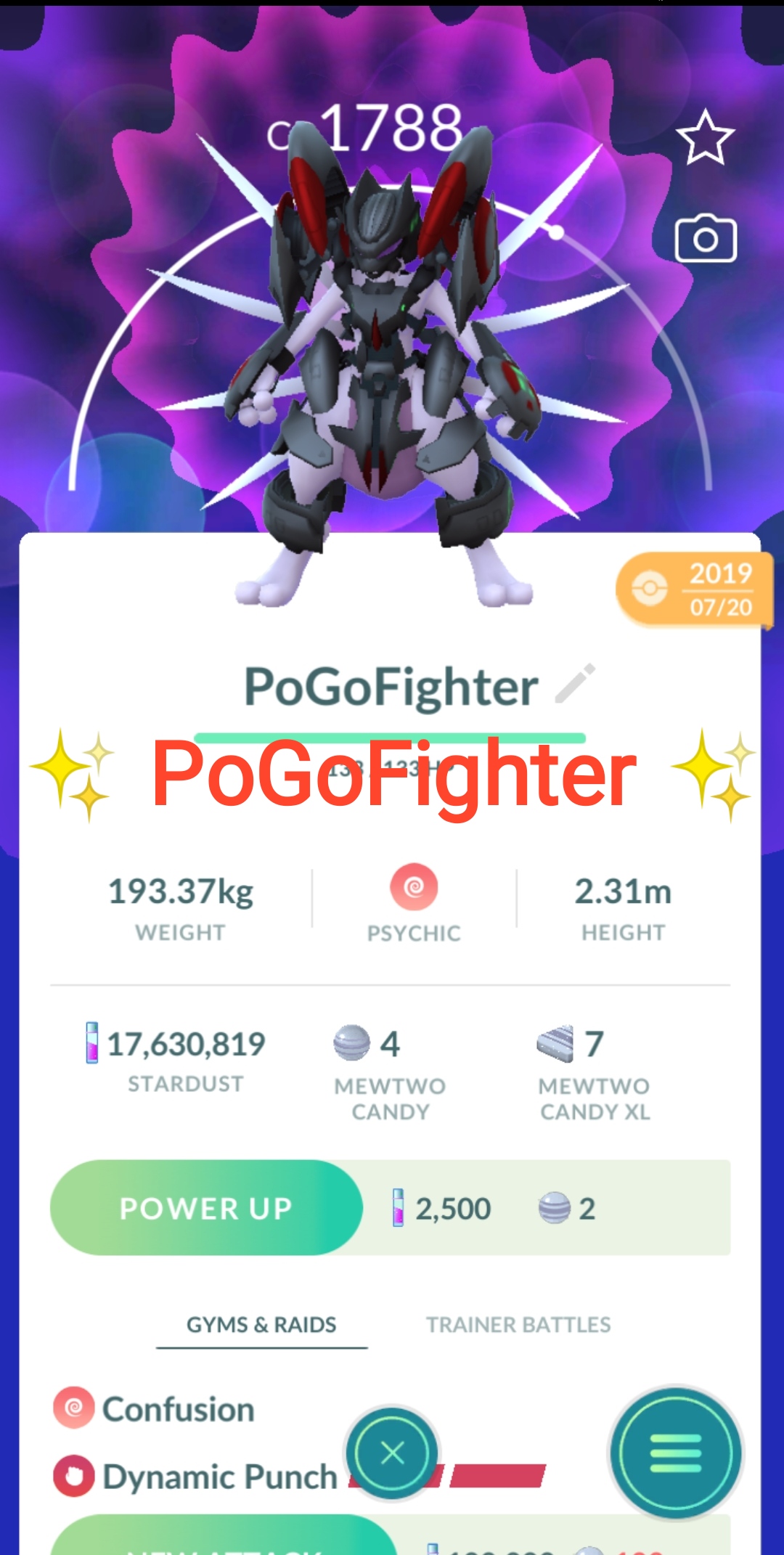 Pokémon GO Armored Mewtwo – Trade 1.000.000 stardust (Read