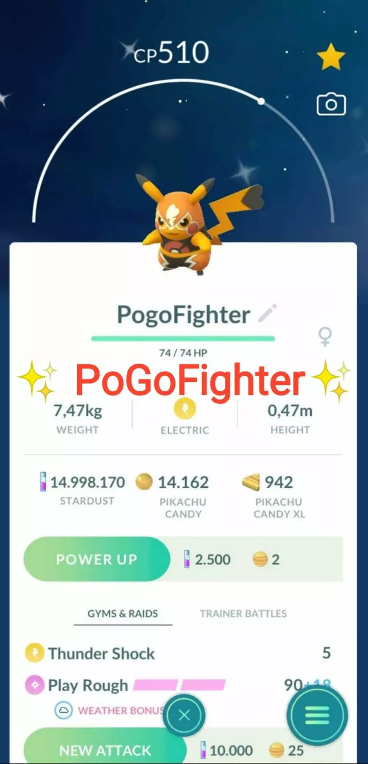 Pokémon GO Shiny Pikachu Libre – Trade 20.000 stardust (Read Describe)