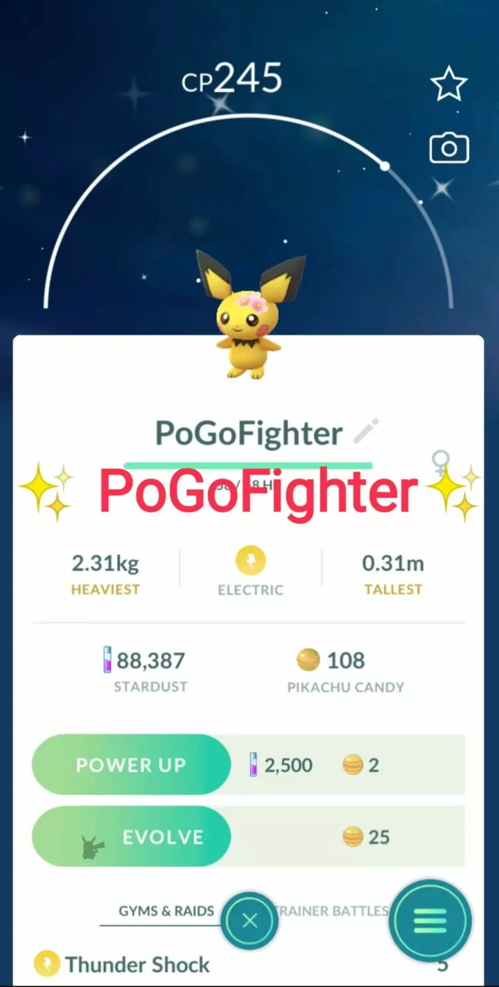 Pokémon GO Shiny Cherry Blossom Pichu – Trade 20.000 stardust (Read Describe)