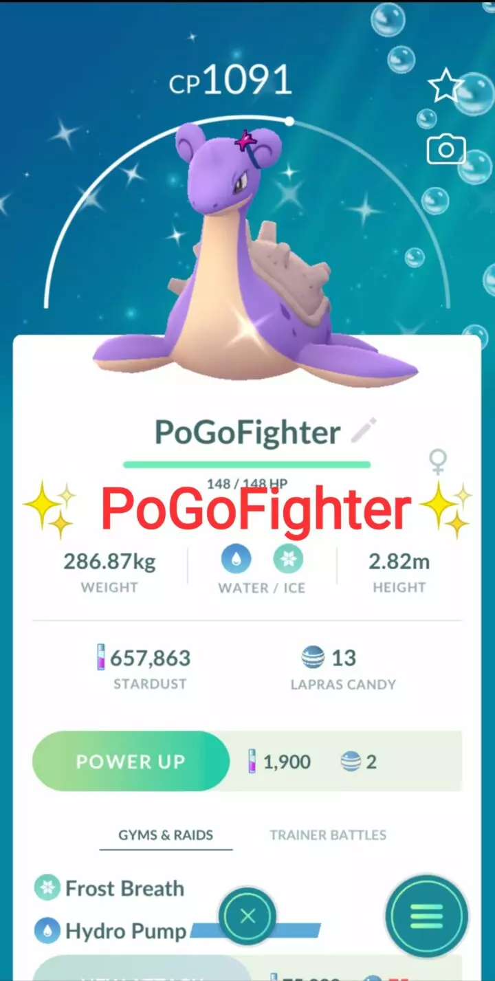 Pokémon GO Shiny Blanche Accessory Lapras – Trade 20.000 stardust (Read Describe)