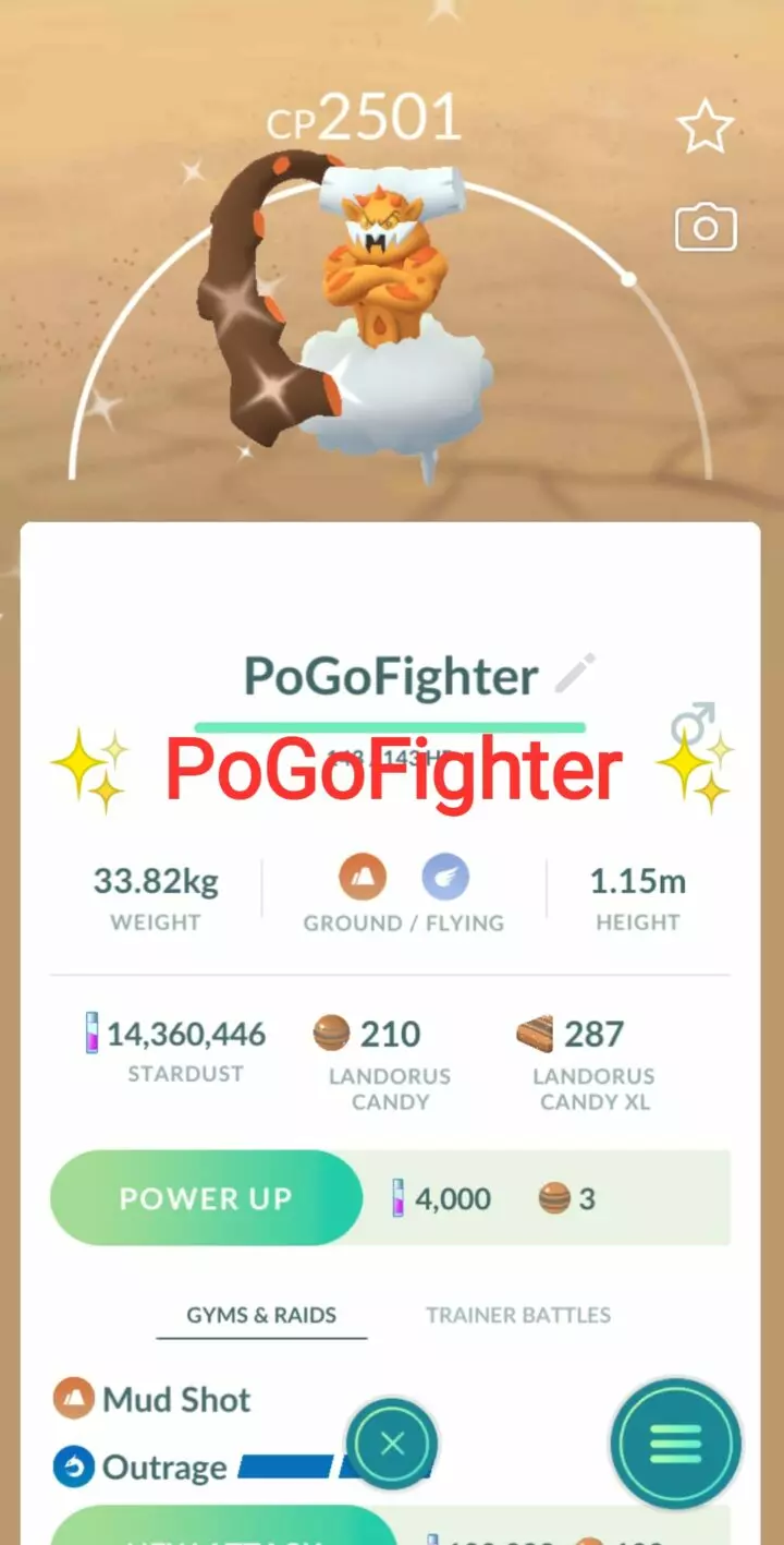 Pokémon GO Shiny Landorus Incarnate Forme – Mini Account (Read Describe)