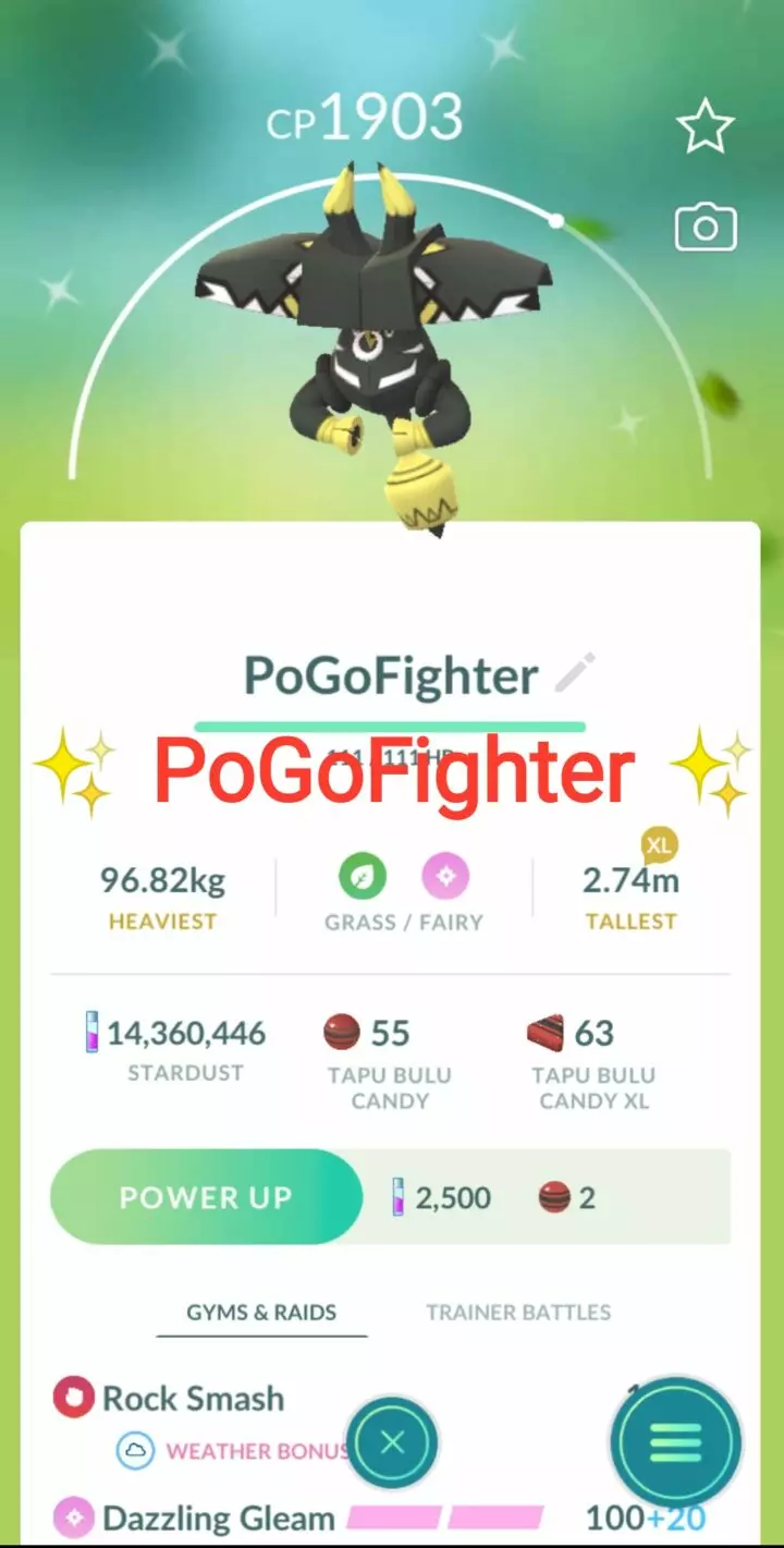 Pokémon GO Shiny Tapu Bulu – Mini Account (Read Describe)