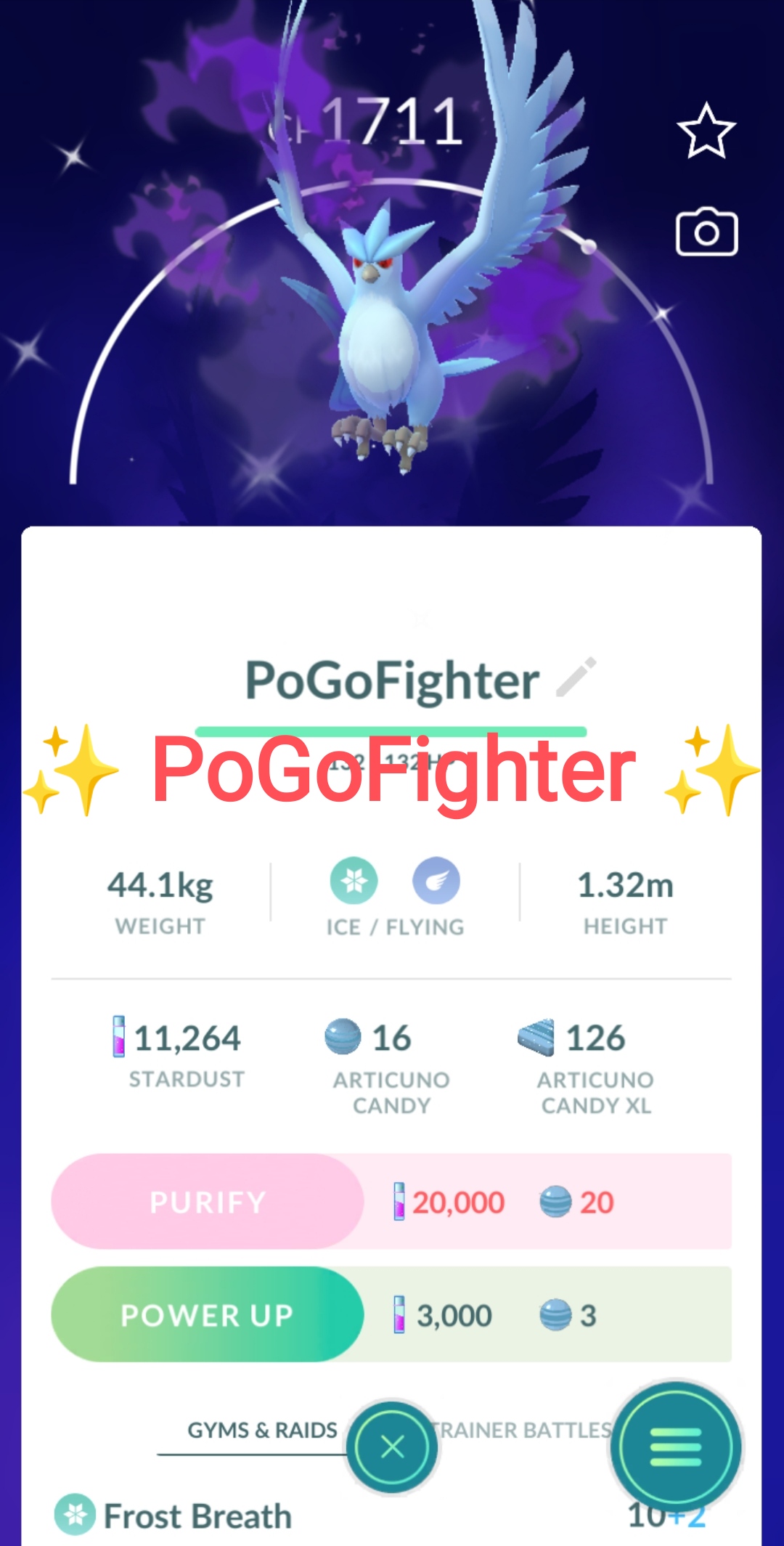 Pokémon GO Shiny Shadow Articuno, Shadow Mewtwo, Regigigas, Heatran,  Nihilego - Mini Account (Read Describe) - PoGoFighter