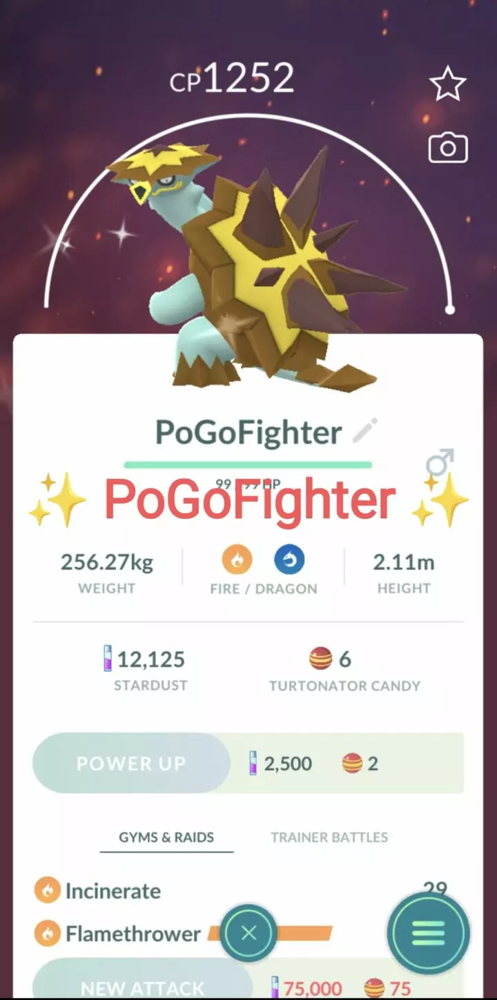 Pokémon GO Shiny Turtonator – Trade 1.000.000 stardust (Read Describe)