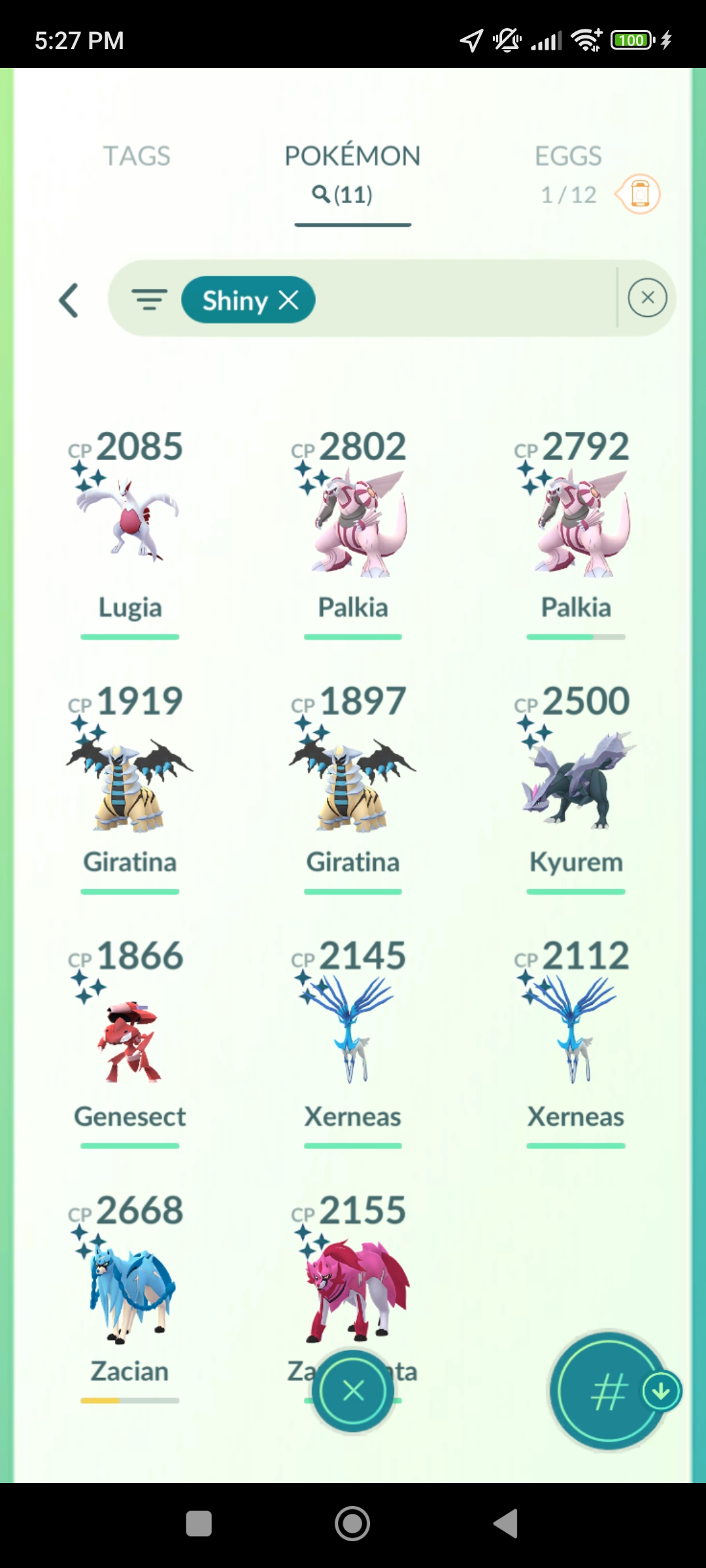 Pokémon GO Shiny Kyurem, Palkia x2, Giratina x2, Genesect, Lugia, Zamazenta, Zacian, Xerneas x2 - Mini Account (Read Describe)