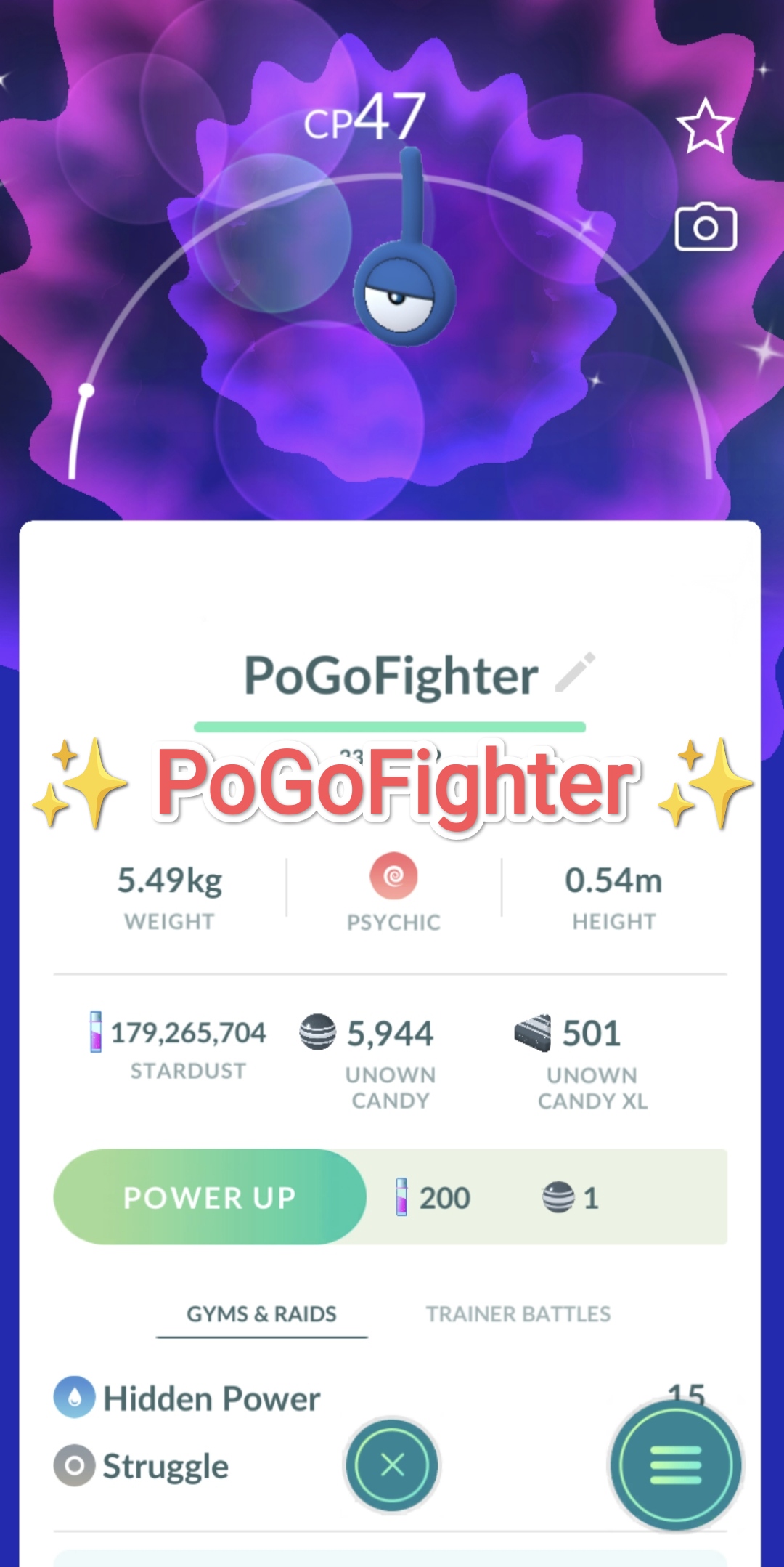 Pokémon GO Shiny Unown A - Trade 20.000 stardust (Read Describe) -  PoGoFighter