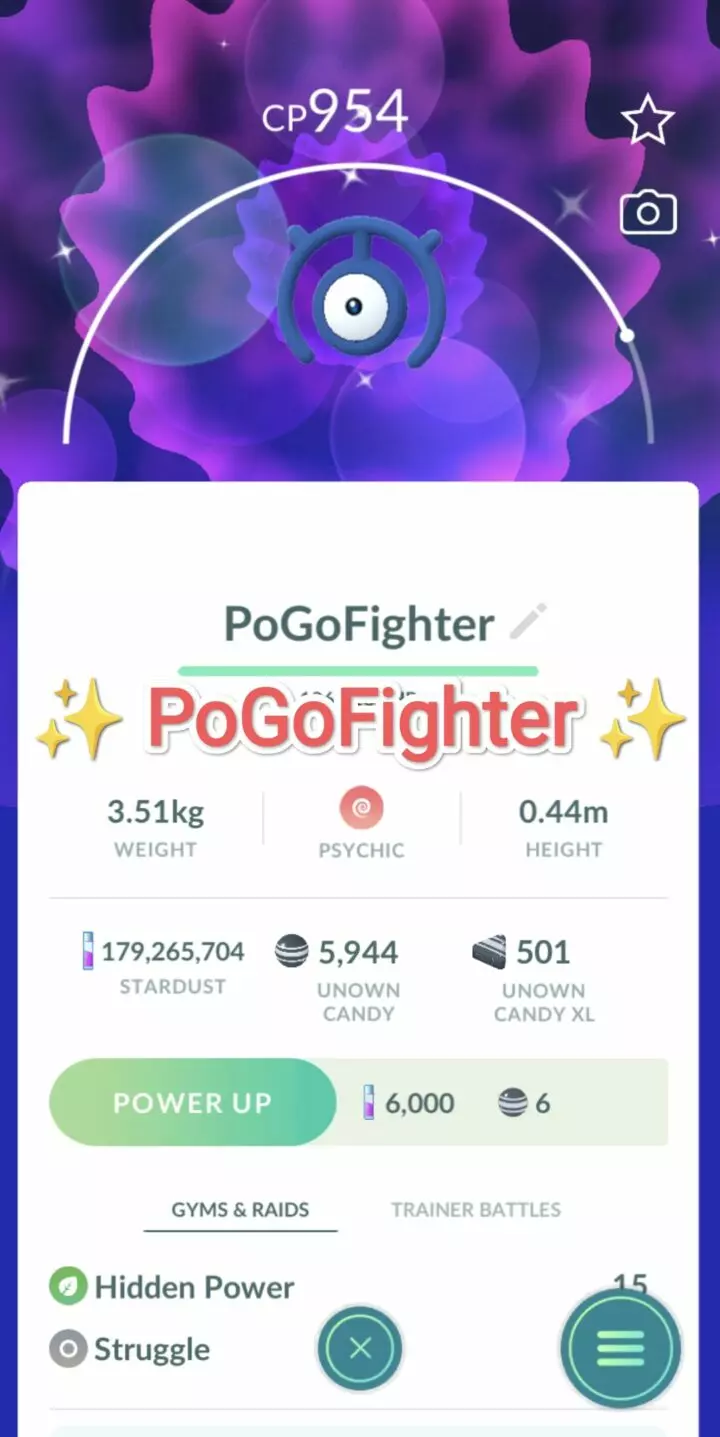 Pokémon GO Shiny Unown M - Trade 20.000 stardust (Read Describe)