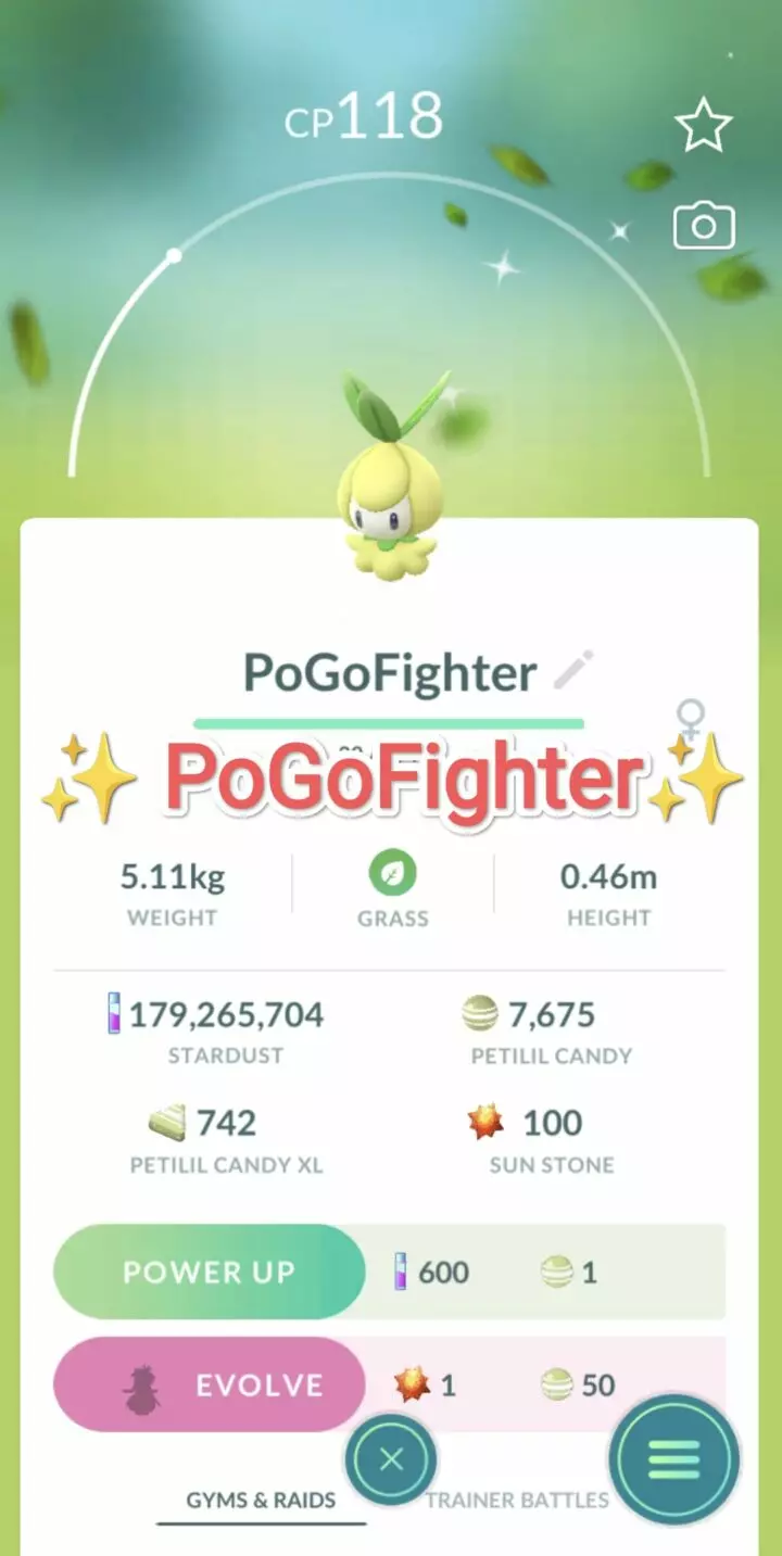 Pokémon GO Shiny Petilil – Trade 1.000.000 stardust (Read Describe)