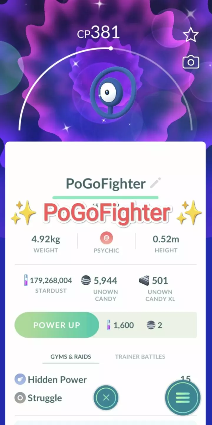 Pokémon GO Shiny Unown O - Trade 20.000 stardust (Read Describe)