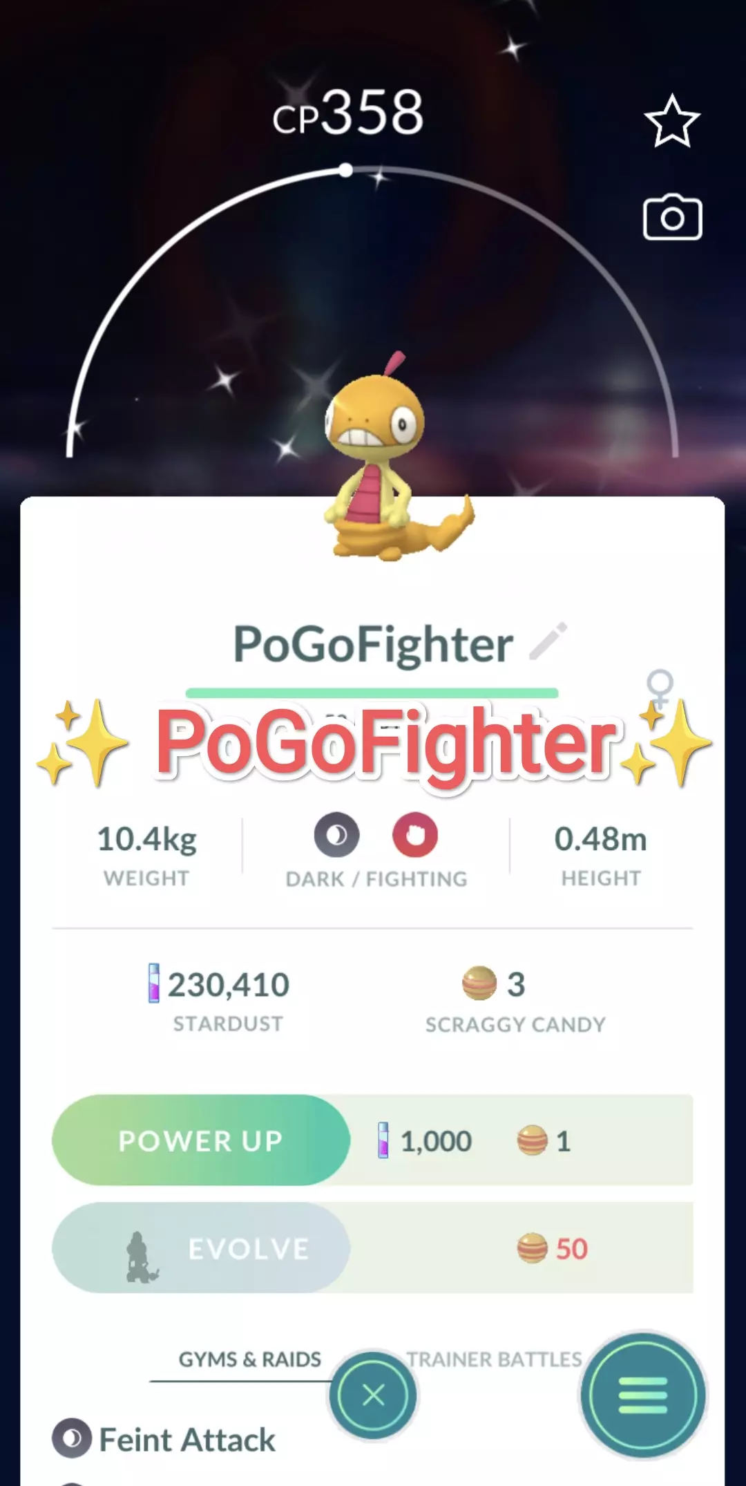 Pokémon GO Shiny Scraggy – Trade 1.000.000 stardust (Read Describe)
