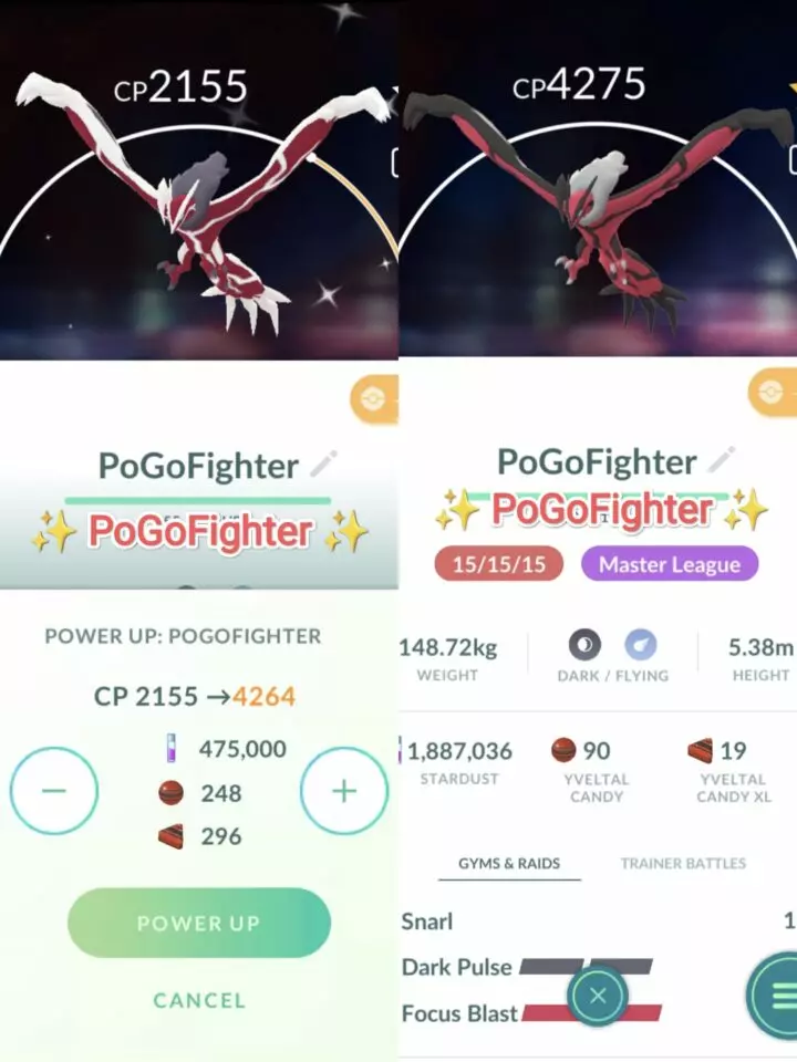 Pokémon GO Shiny Yveltal / Yveltal Level 40 / Level 50 – Unlock 2nd Charge ATK (Oblivion Wing*) – PVP Master League – TRADE (Read Describe)