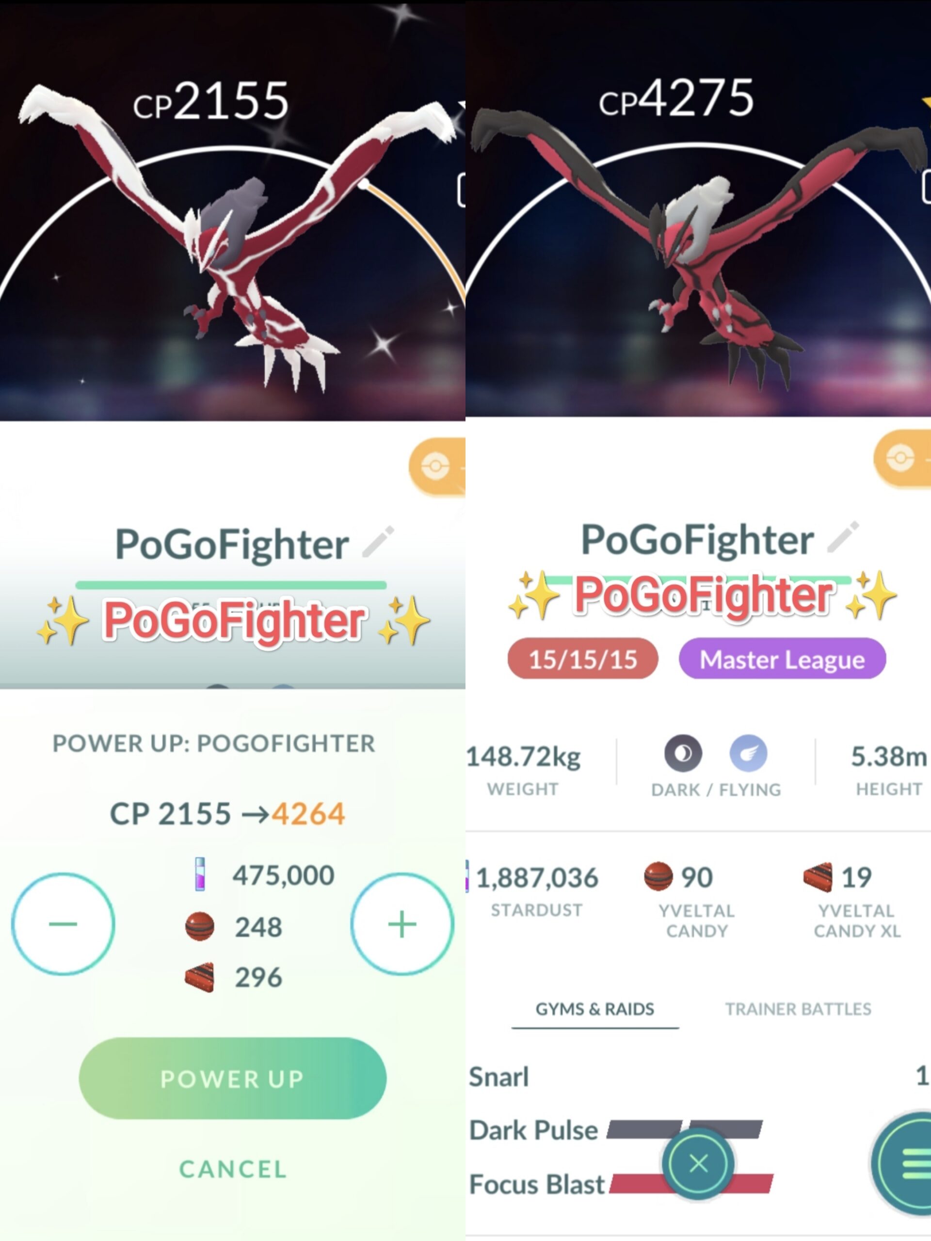 Pokémon GO Shiny Yveltal / Yveltal Level 40 / Level 50 – Unlock 2nd Charge  ATK – PVP Master League – TRADE (Read Describe) - PoGoFighter