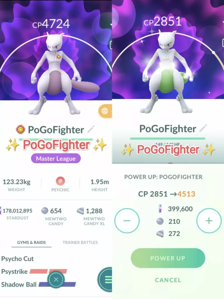 Pokémon GO Shiny Mewtwo / Mewtwo Level 40 / Level 50 – Unlock 2nd Charge ATK (Psystrike* & Shadow Ball*)– PVP Master League – TRADE (Read Describe)