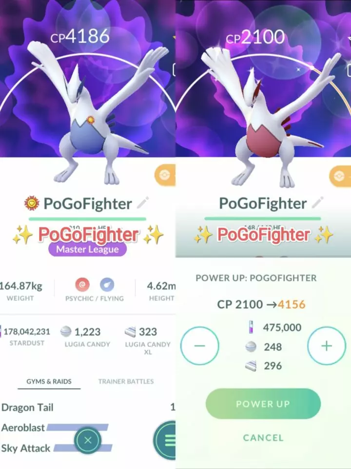 Pokémon GO Shiny Lugia / Lugia Level 40 / Level 50 – Unlock 2nd Charge ATK (Aeroblast*) – PVP Master League – TRADE (Read Describe)
