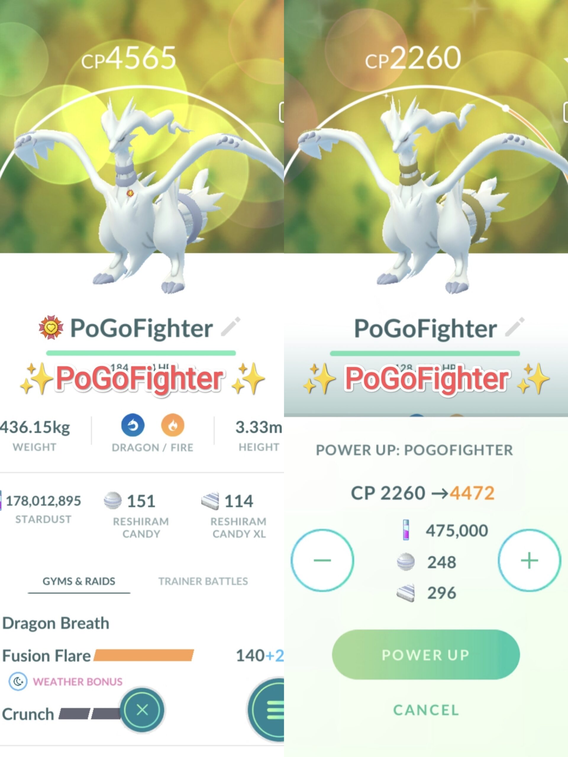 Pokémon GO Shiny Reshiram / Reshiram Level 40 / Level 50 – Unlock 2nd  Charge ATK (Fusion Flare) – PVP Master League – TRADE (Read Describe) -  PoGoFighter