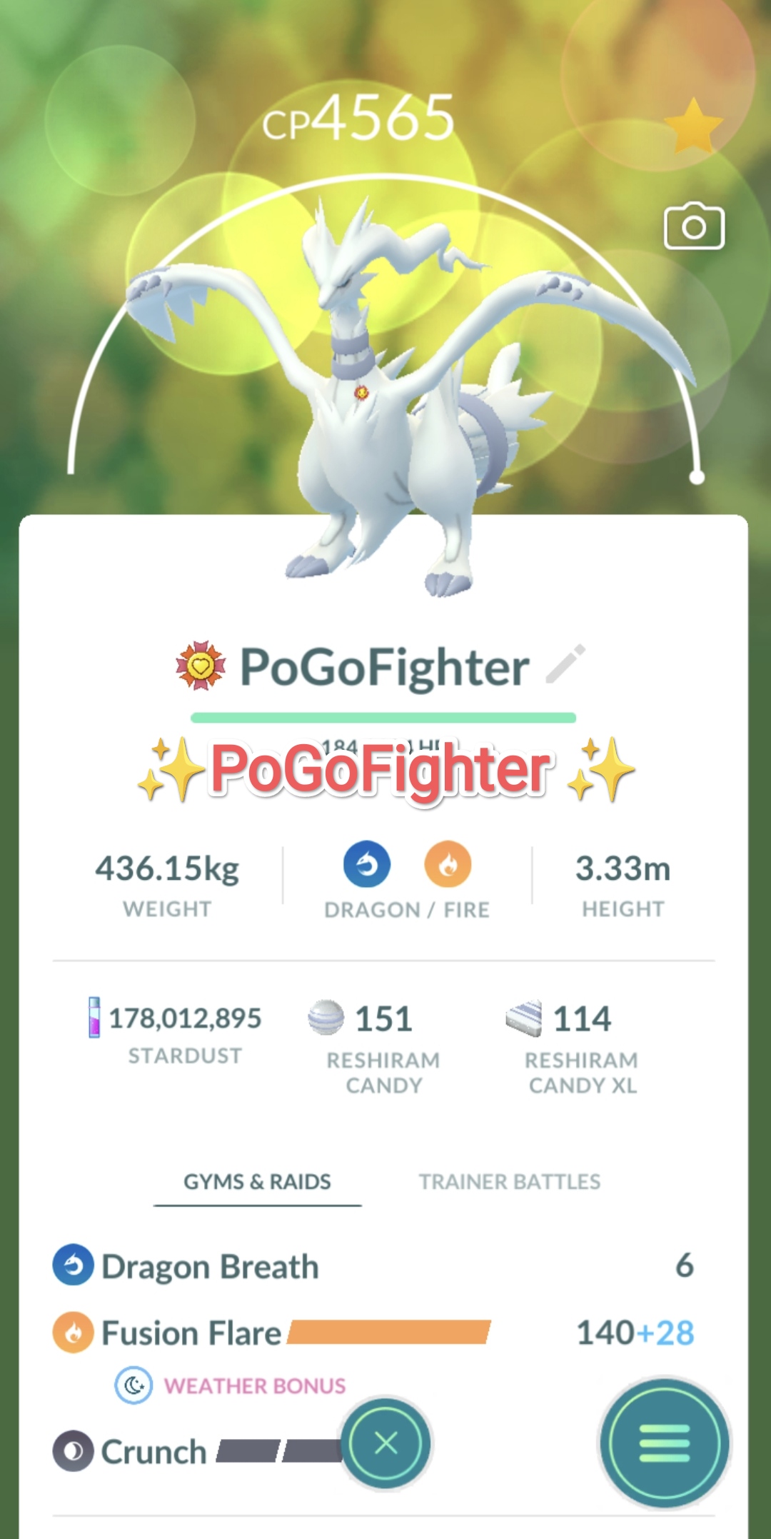 Pokémon GO Shiny Reshiram / Reshiram Level 40 / Level 50 – Unlock 2nd  Charge ATK (Fusion Flare) – PVP Master League – TRADE (Read Describe) -  PoGoFighter