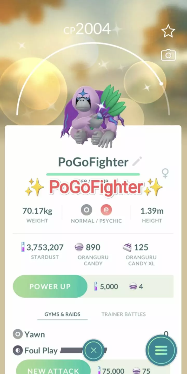 Pokémon GO Shiny Oranguru - Trade 20.000 stardust (Read Describe)
