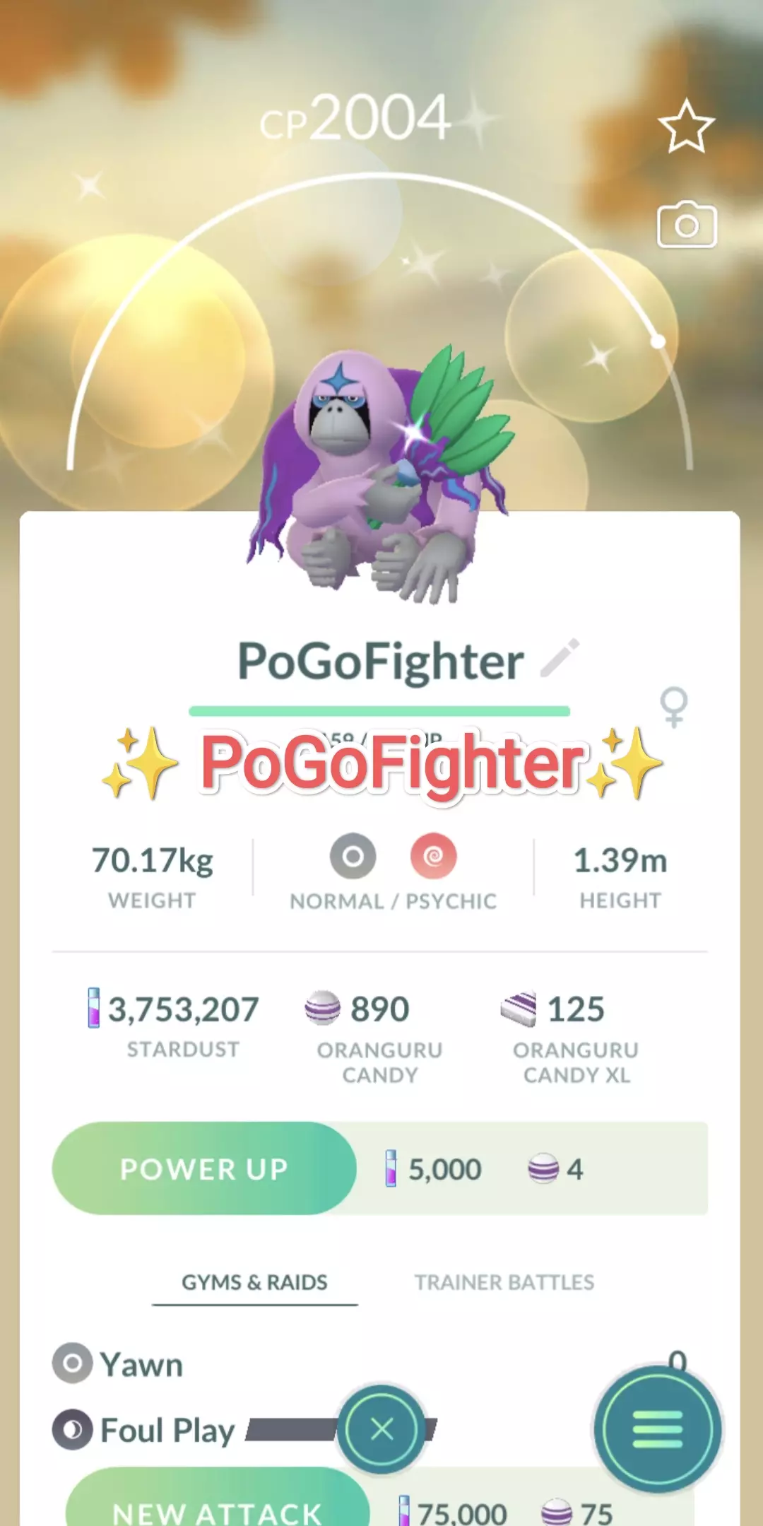 Pokmon GO Shiny Oranguru - Trade 20.000 stardust (Read Describe) - PoGoFighter Pokmon GO Shiny Oranguru - Trade 20.000 stardust (Read Describe) - PoGoFighter