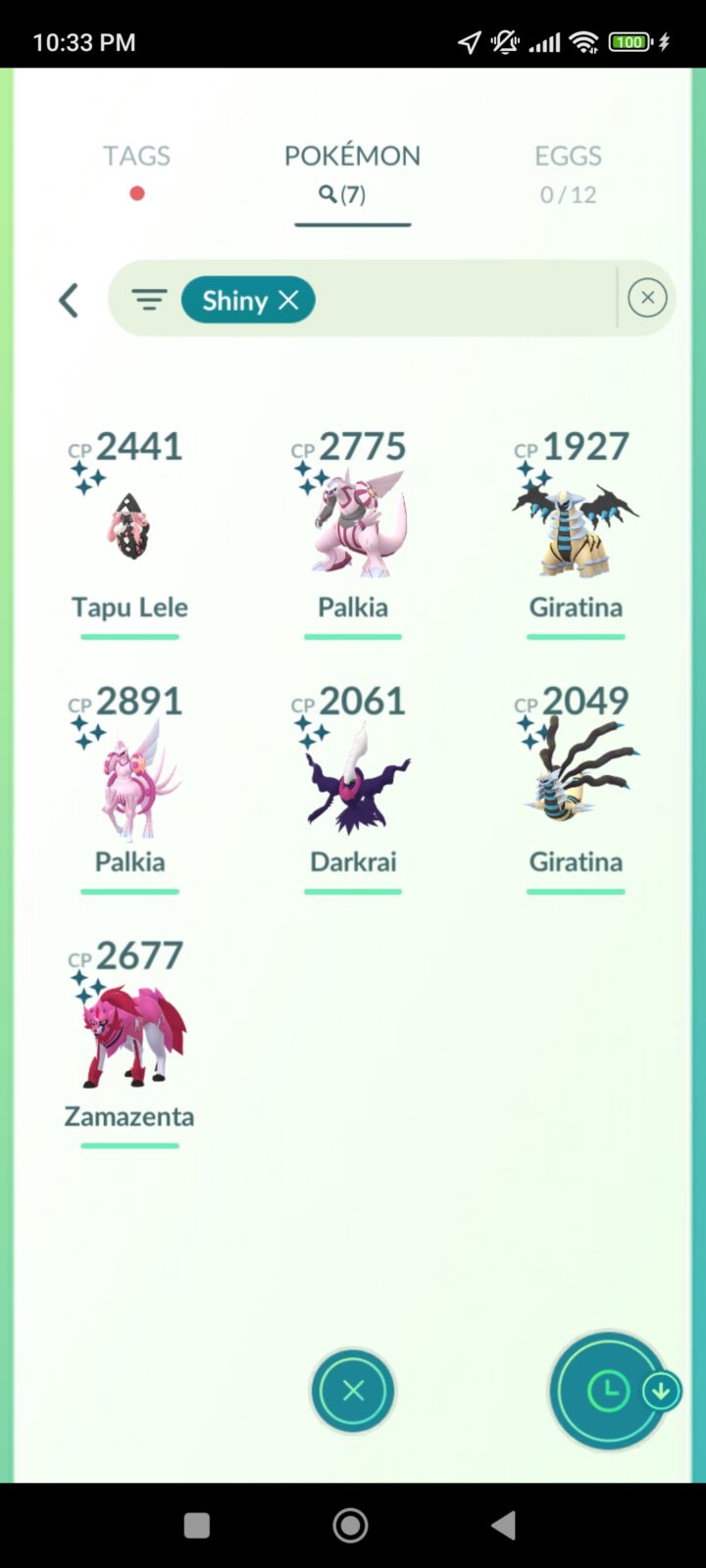 Pokémon GO Shiny Palkia, Palkia Origin, Giratina, Giratina Origin, Darkrai, Zamazenta, Tapu Lele - Mini Account (Read Describe)