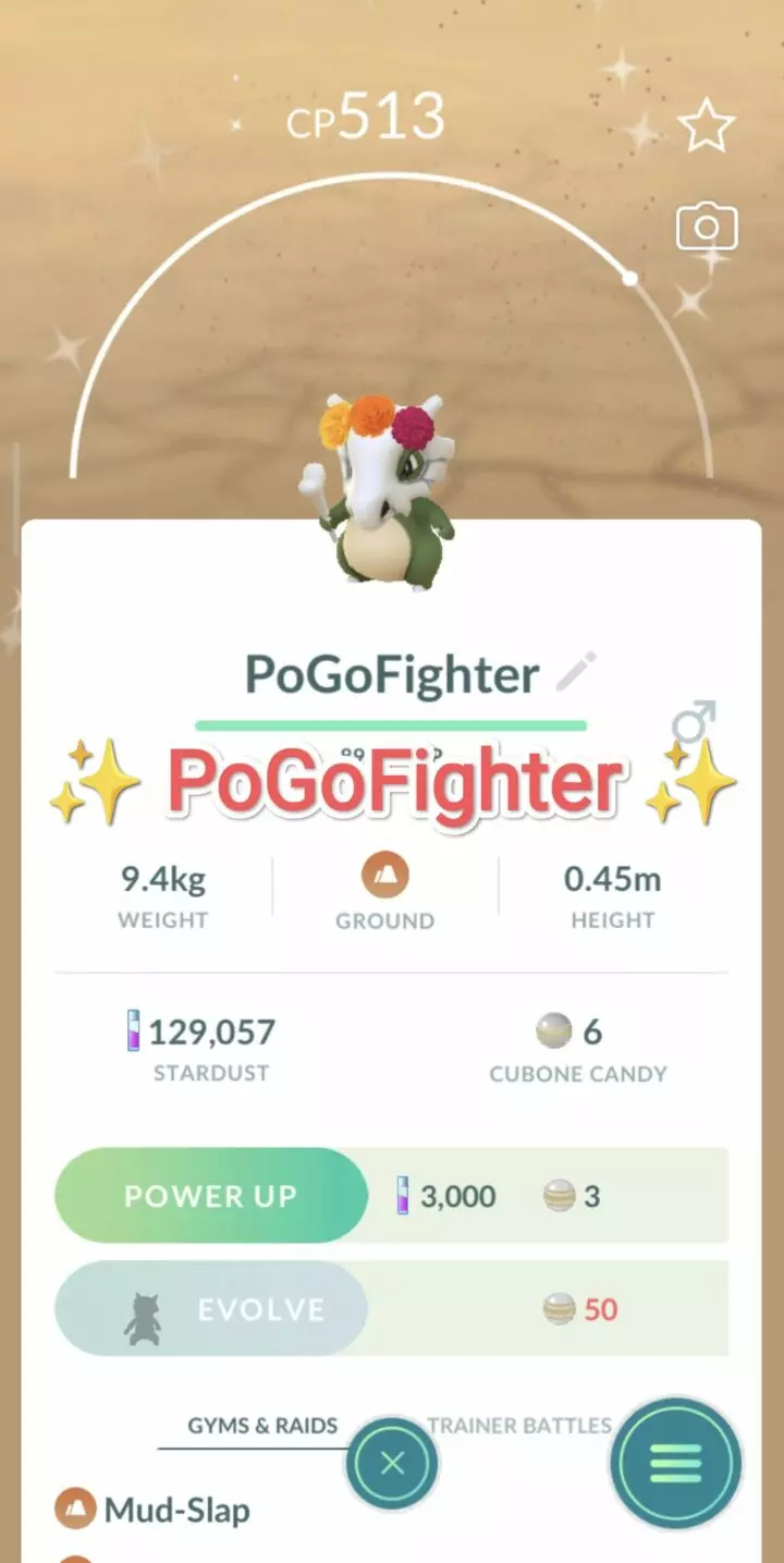Pokémon GO Shiny Cempasúchil Crown Cubone – Trade 20.000 stardust (Read Describe)