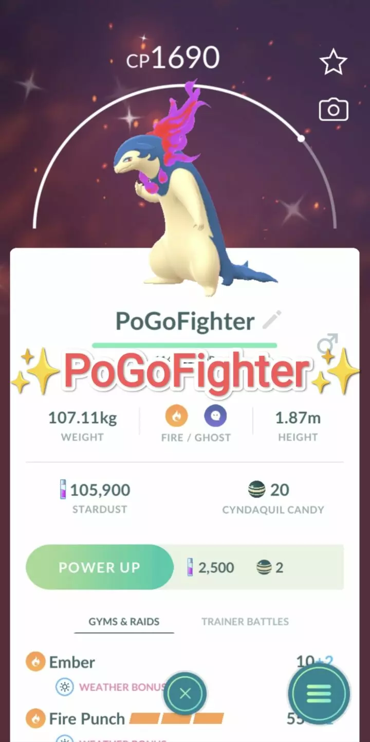 Pokémon GO Shiny Hisuian Typhlosion – Trade 1.000.000 stardust (Read Describe)