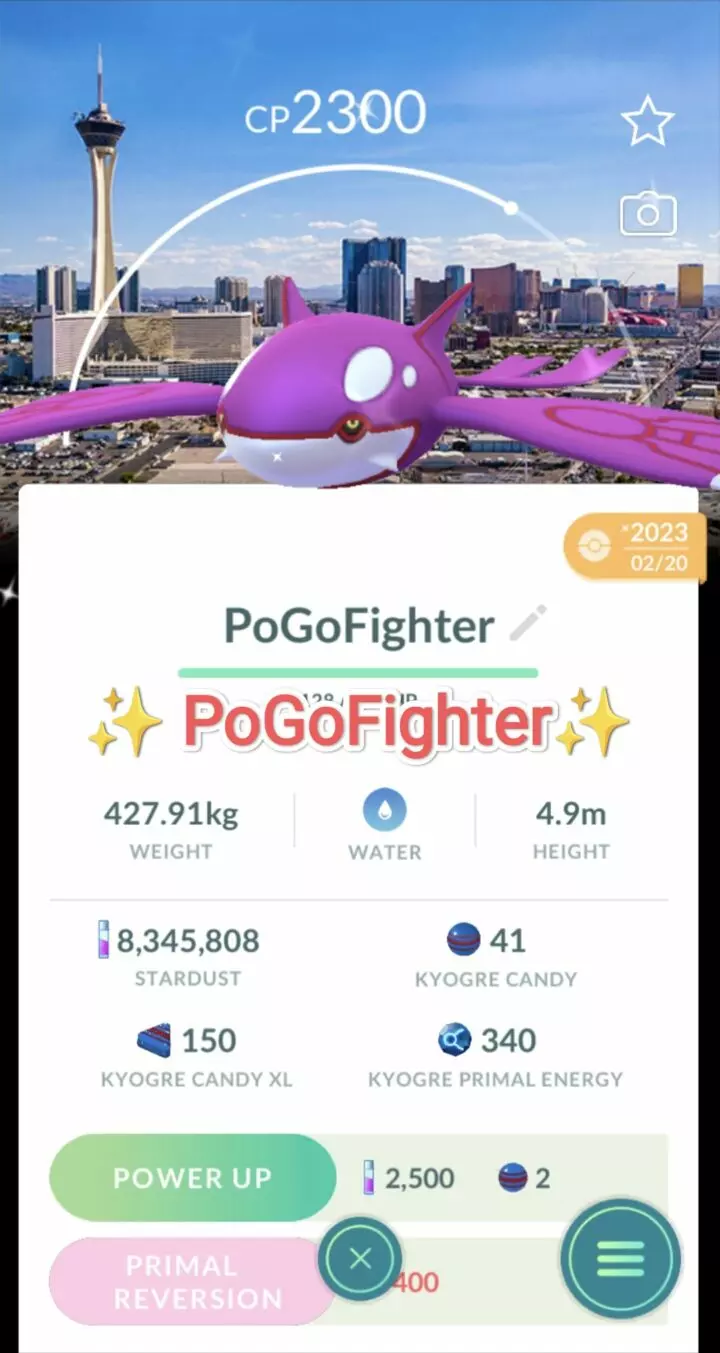 Pokémon GO Shiny Kyogre Las Vegas Location Card Background – Trade 20.000 stardust (Read Describe)