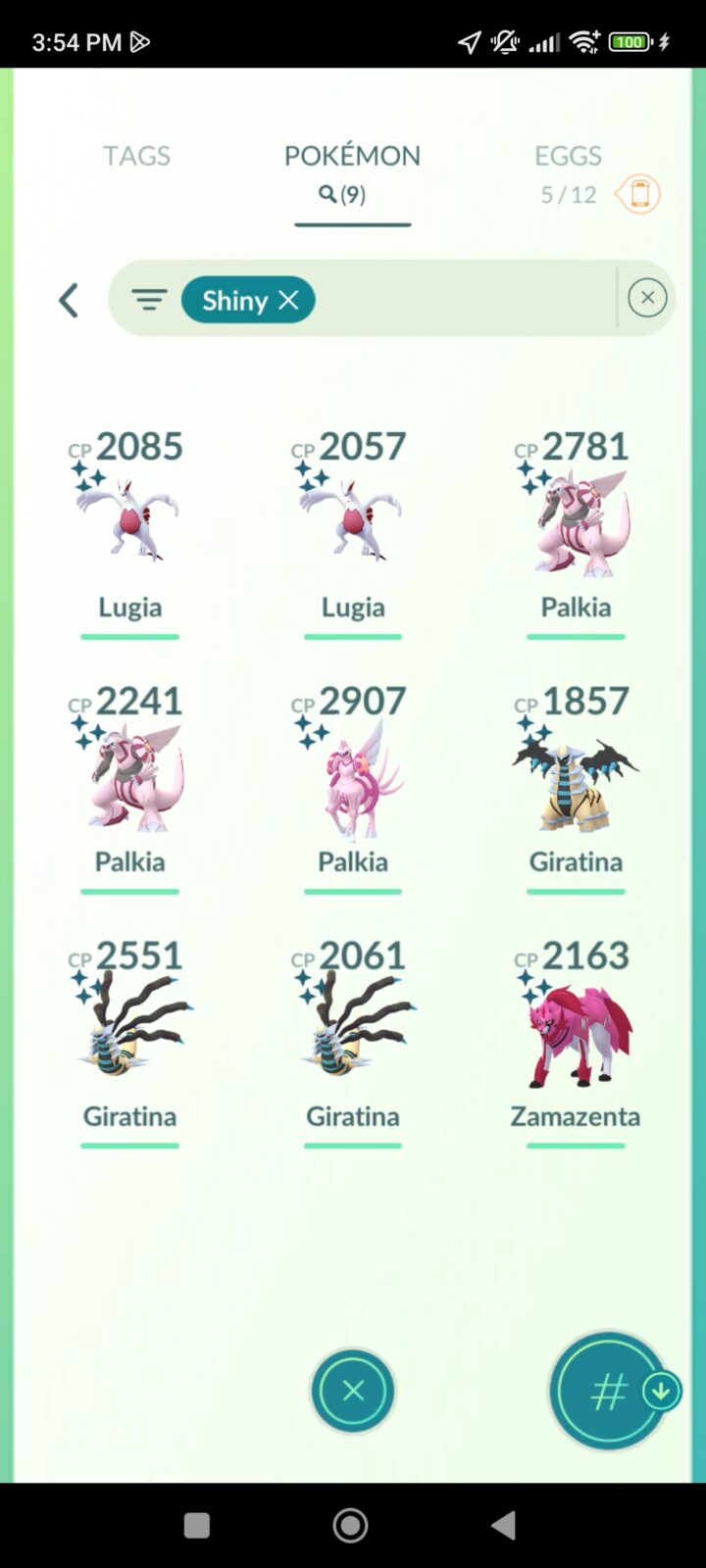 Pokémon GO Shiny Zamazenta, Lugia x2, Palkia x2, Palkia Origin, Giratina, Giratina Origin x2 - Mini Account (Read Describe)