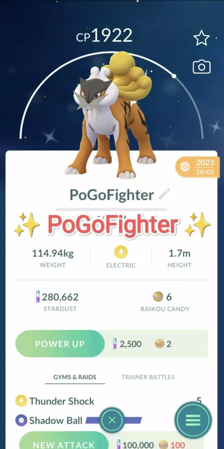 Pokémon GO Shiny Raikou - Mini Account (Read Describe)