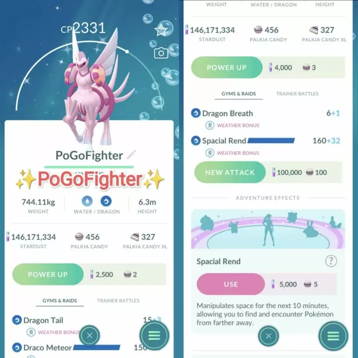 Pokémon GO Shiny Palkia (Origin Form) - Spacial Rend – Mini Account (Read Describe)