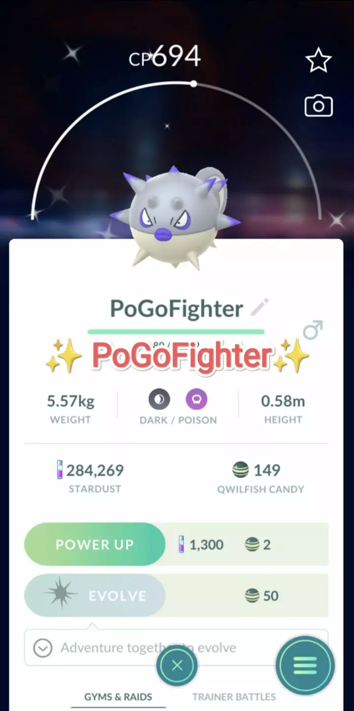 Pokémon GO Shiny Hisuian Qwilfish - Trade 20.000 stardust (Read Describe)