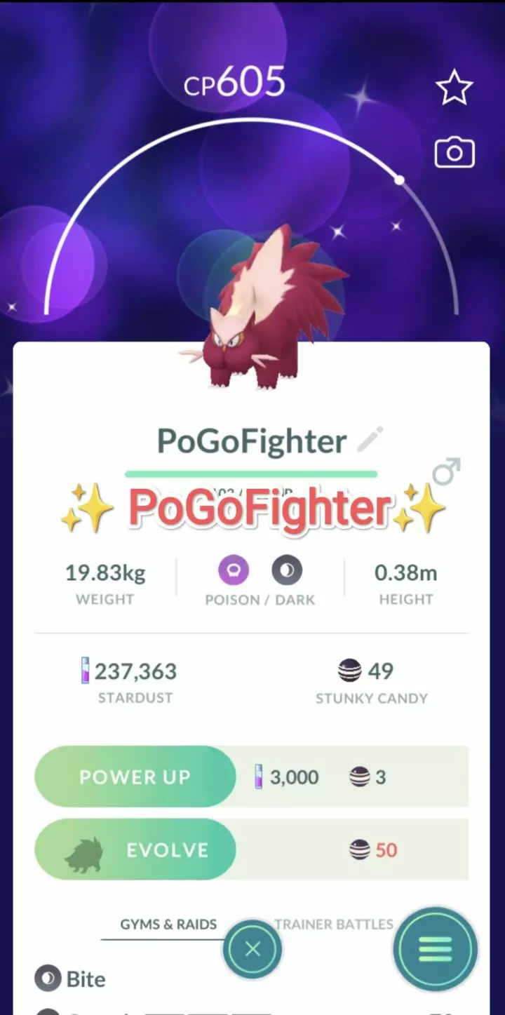 Pokémon GO Shiny Stunky - Trade 20.000 stardust (Read Describe)