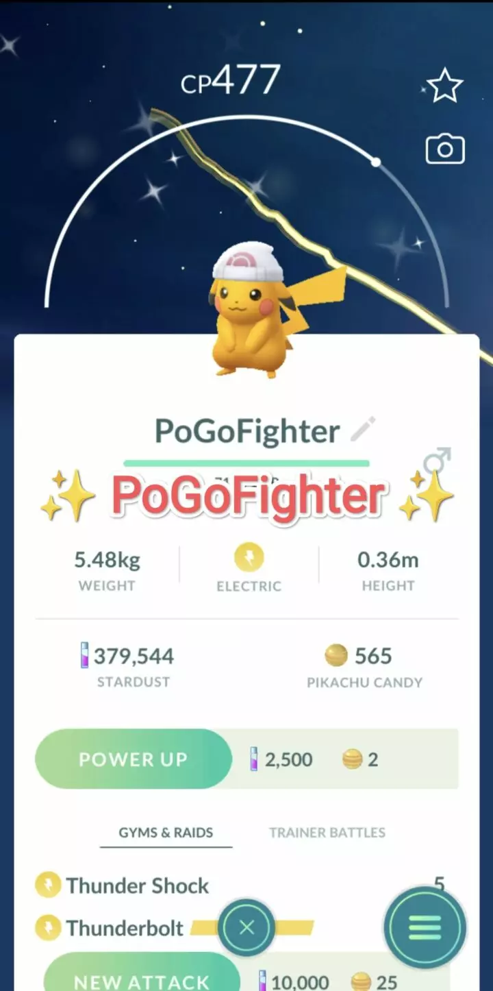 Pokémon GO Shiny Dawn's Hat Pikachu - Trade 20.000 stardust (Read Describe)