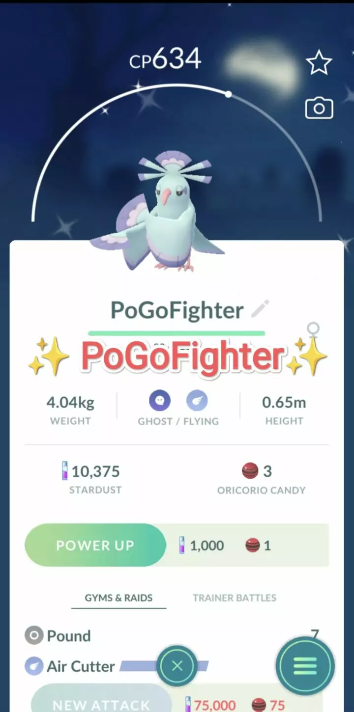 Pokémon GO Shiny Oricorio (Sensu Style) – Trade 1.000.000 stardust (Read Describe)