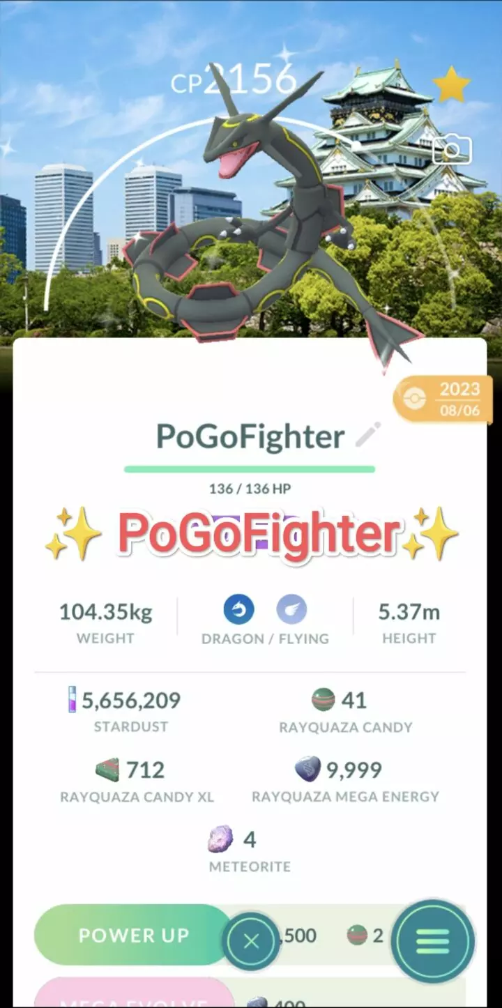 Pokémon GO Shiny Rayquaza Osaka Location Card Background - GO Fest 2023 – Trade 20.000 stardust (Read Describe)