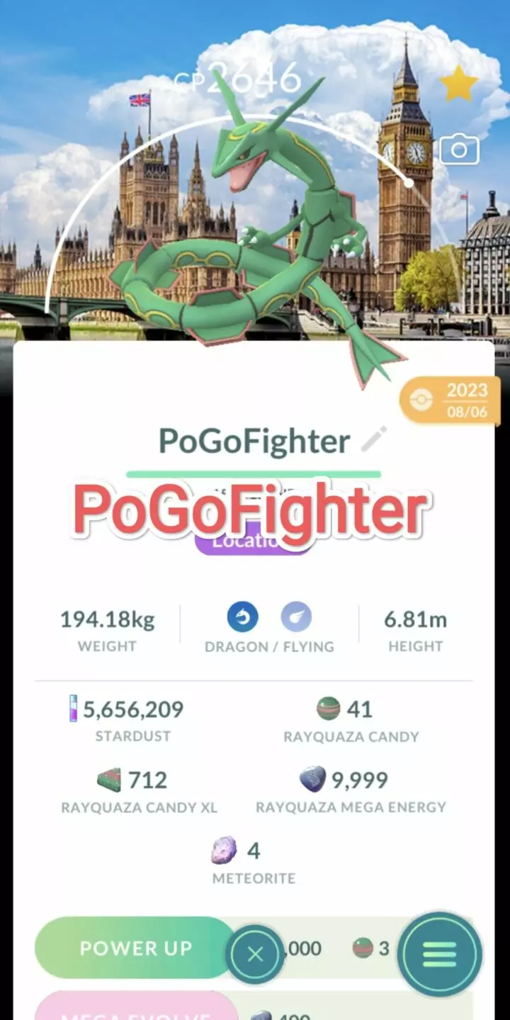 Pokémon GO Rayquaza London Location Card Background - GO Fest 2023 – Trade 20.000 stardust (Read Describe)