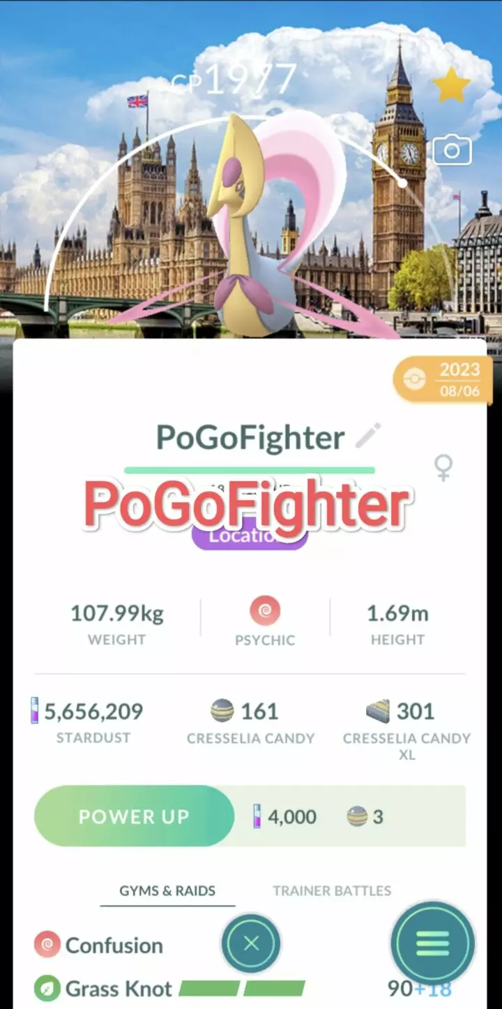 Pokémon GO Cresselia London Location Card Background - GO Fest 2023 – Trade 20.000 stardust (Read Describe)