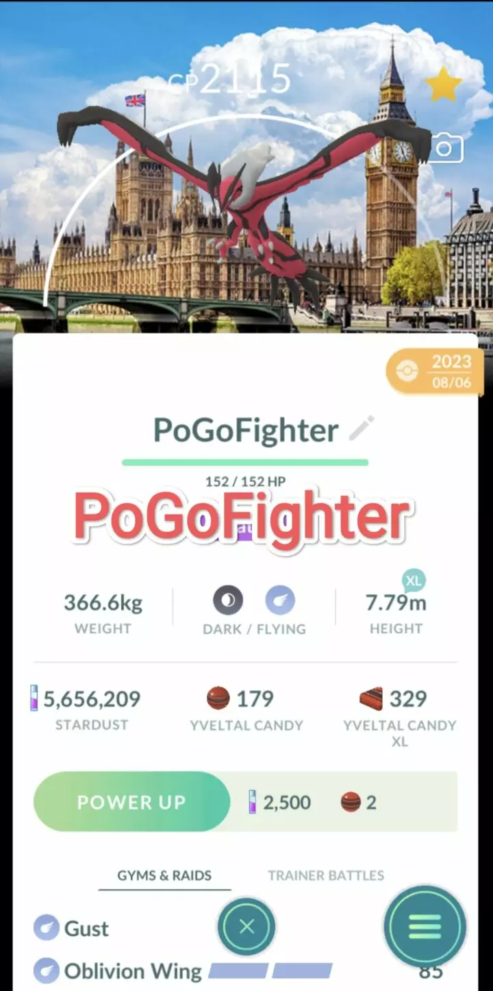 Pokémon GO Yveltal London Location Card Background - GO Fest 2023 – Trade 20.000 stardust (Read Describe)