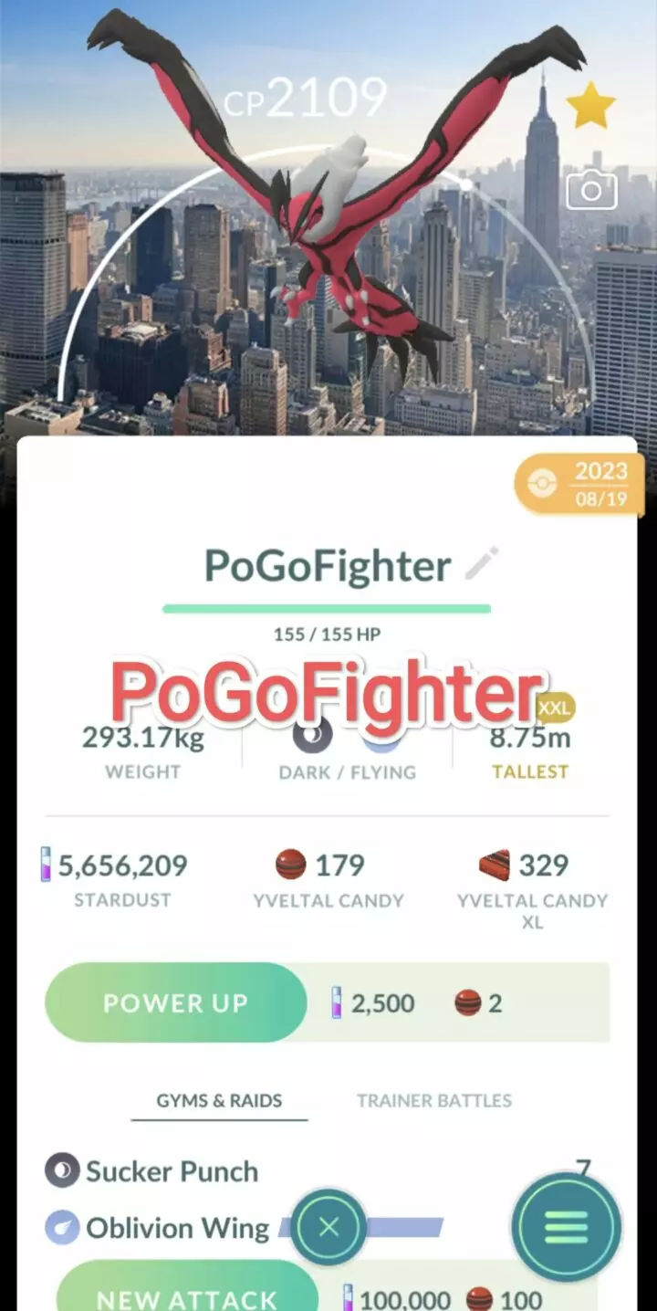 Pokémon GO Yveltal New York Location Card Background - GO Fest 2023 – Trade 20.000 stardust (Read Describe)