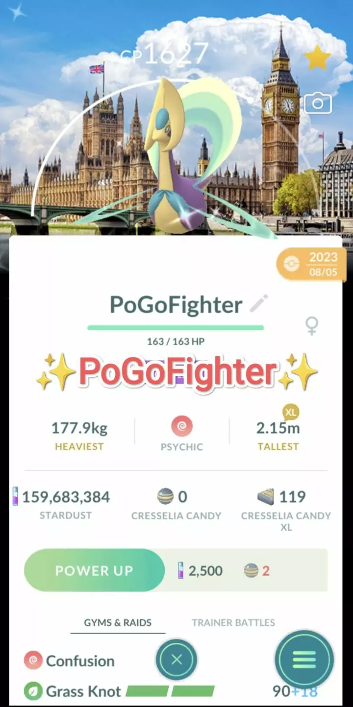 Pokémon GO Shiny Cresselia London Location Card Background - GO Fest 2023 – Trade 20.000 stardust (Read Describe)