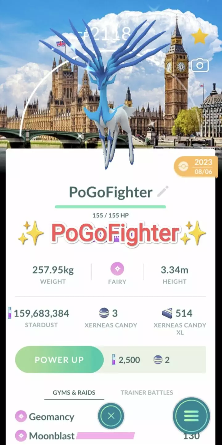 Pokémon GO Shiny Xerneas London Location Card Background - GO Fest 2023 – Trade 20.000 stardust (Read Describe)