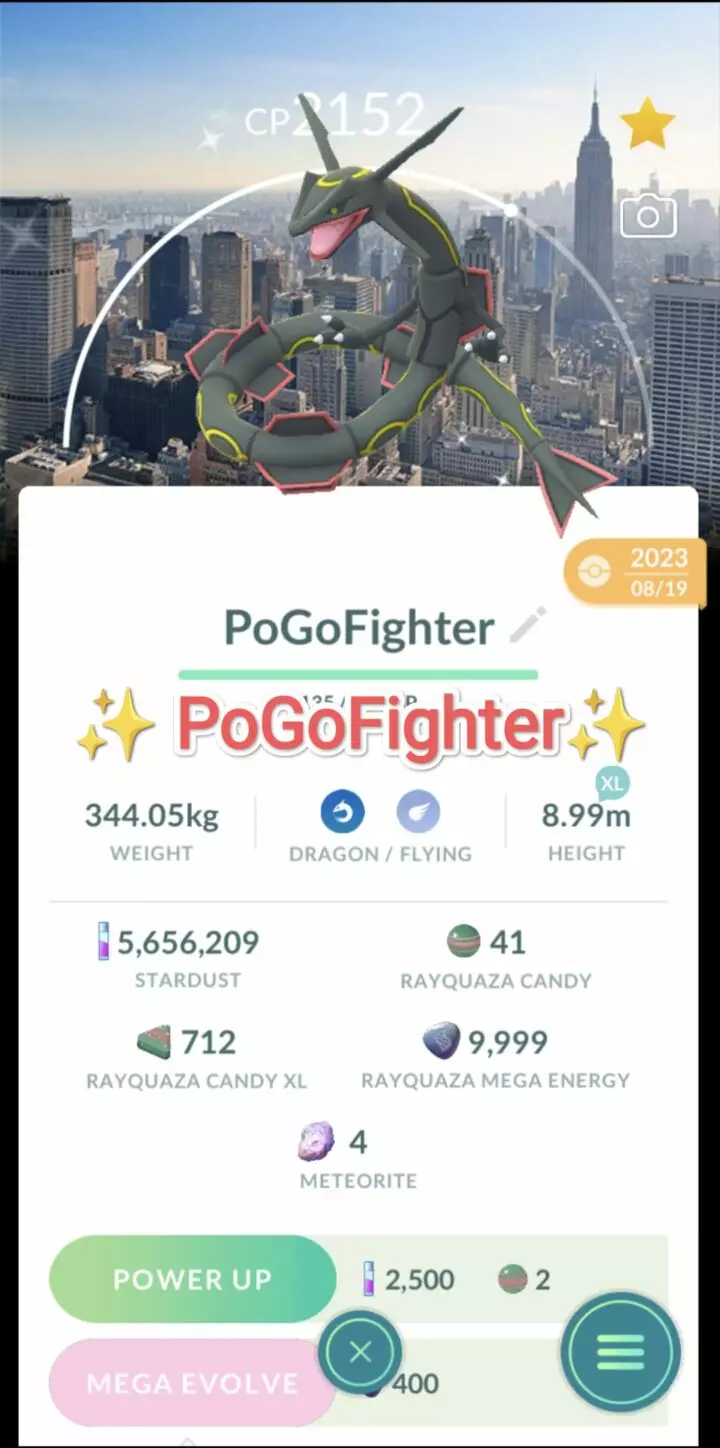 Pokémon GO Shiny Rayquaza New York Location Card Background - GO Fest 2023 – Trade 20.000 stardust (Read Describe)