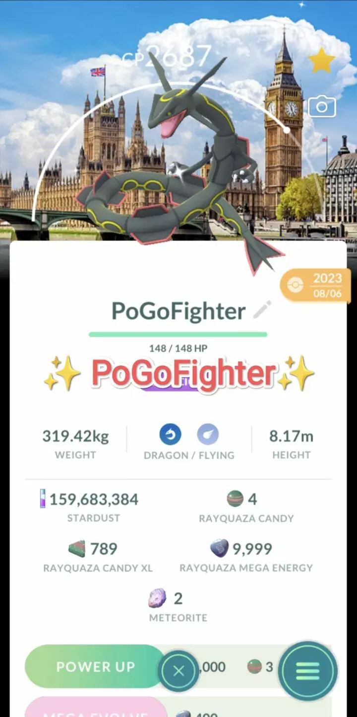 Pokémon GO Shiny Rayquaza London Location Card Background - GO Fest 2023 – Trade 20.000 stardust (Read Describe)