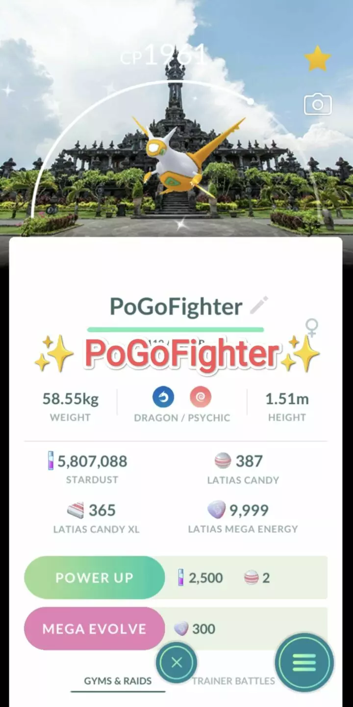 Pokémon GO Shiny Latias Bali, Indonesia Location Card Background – Trade 20.000 stardust (Read Describe)