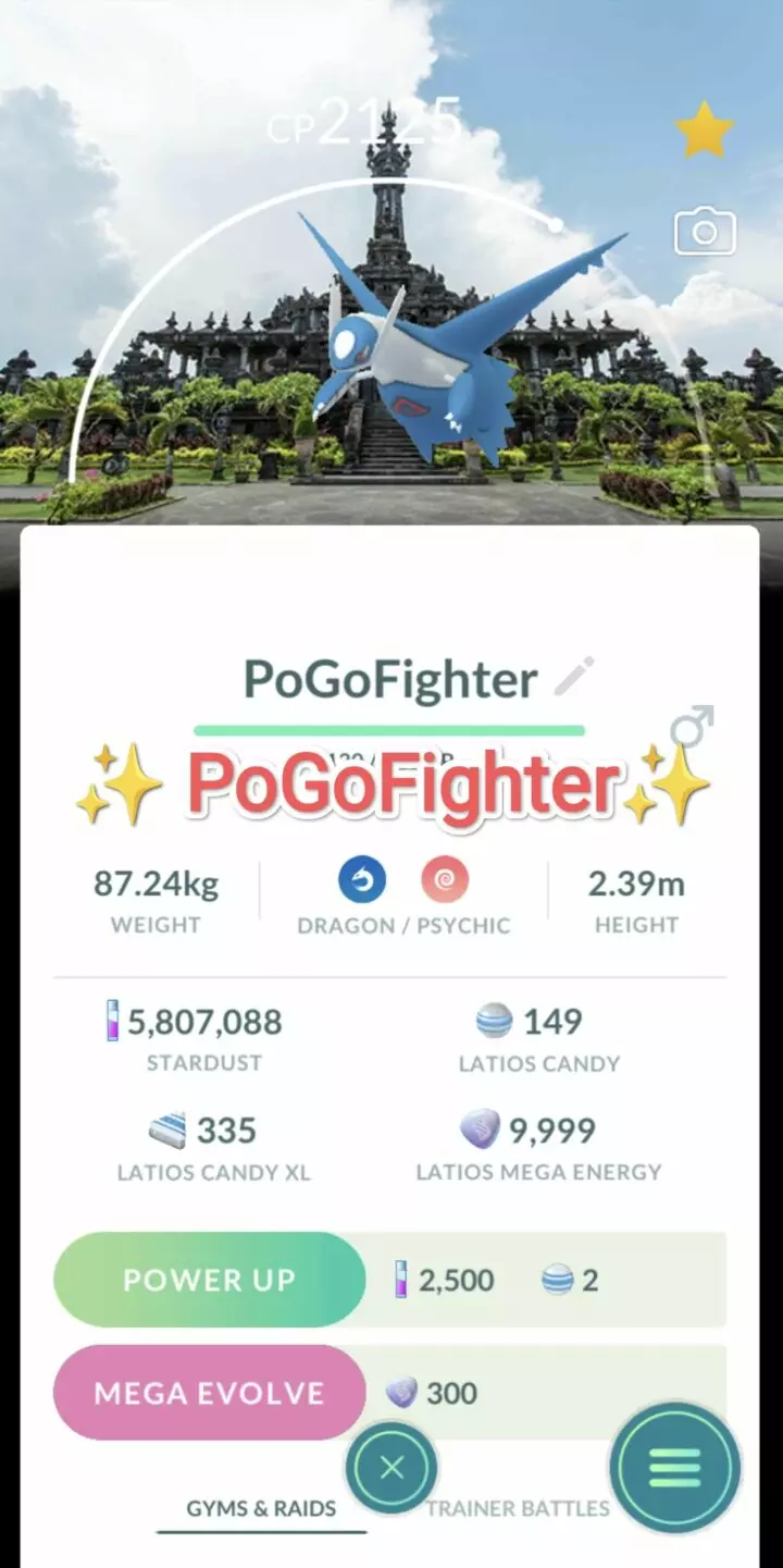 Pokémon GO Latios Bali, Indonesia Location Card Background – Trade 20.000 stardust (Read Describe)