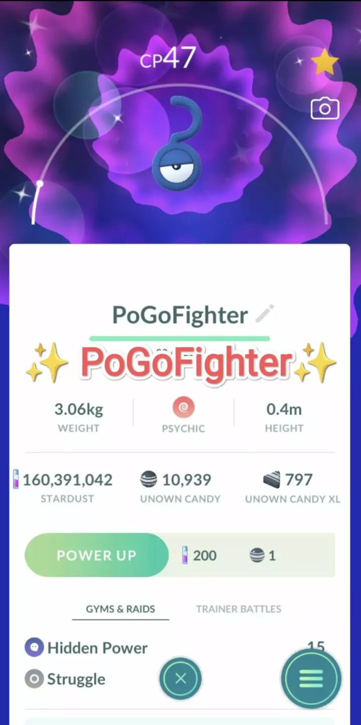 Pokémon GO Shiny Unown ? - Trade 20.000 stardust (Read Describe)