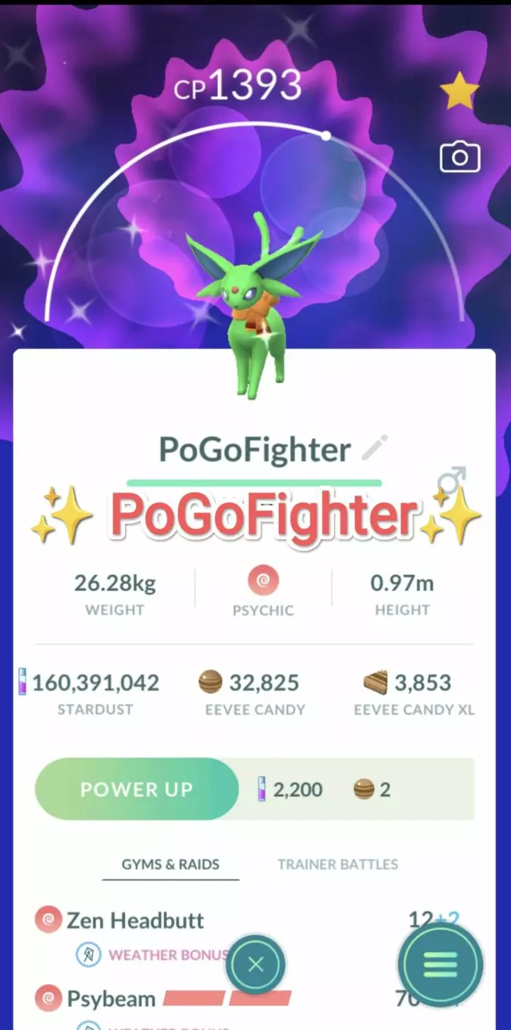 Pokémon GO Shiny Day Scarf Espeon - Trade 20.000 stardust (Read Describe)